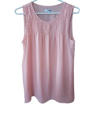 Sonoma Pale Pink Sleeveless Smocked Yoke Tank